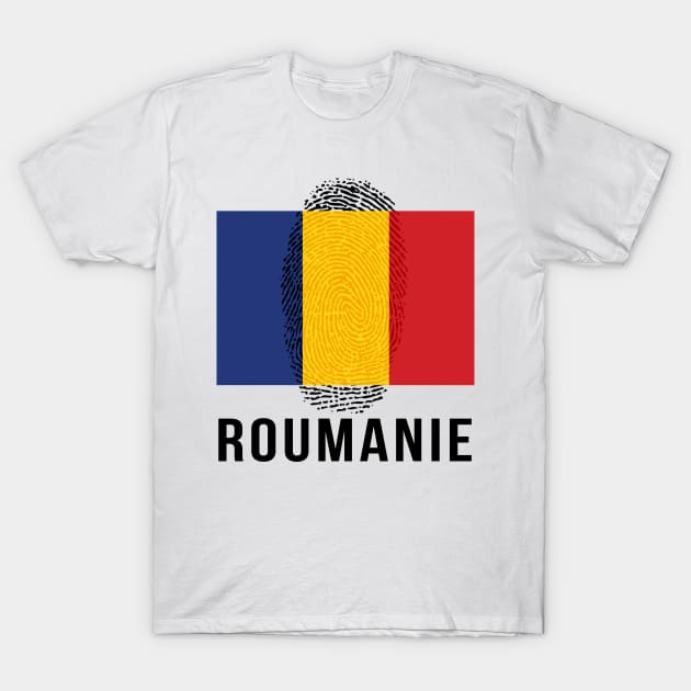 Romania Flag DNA T-Shirt by Rocky Ro Designs